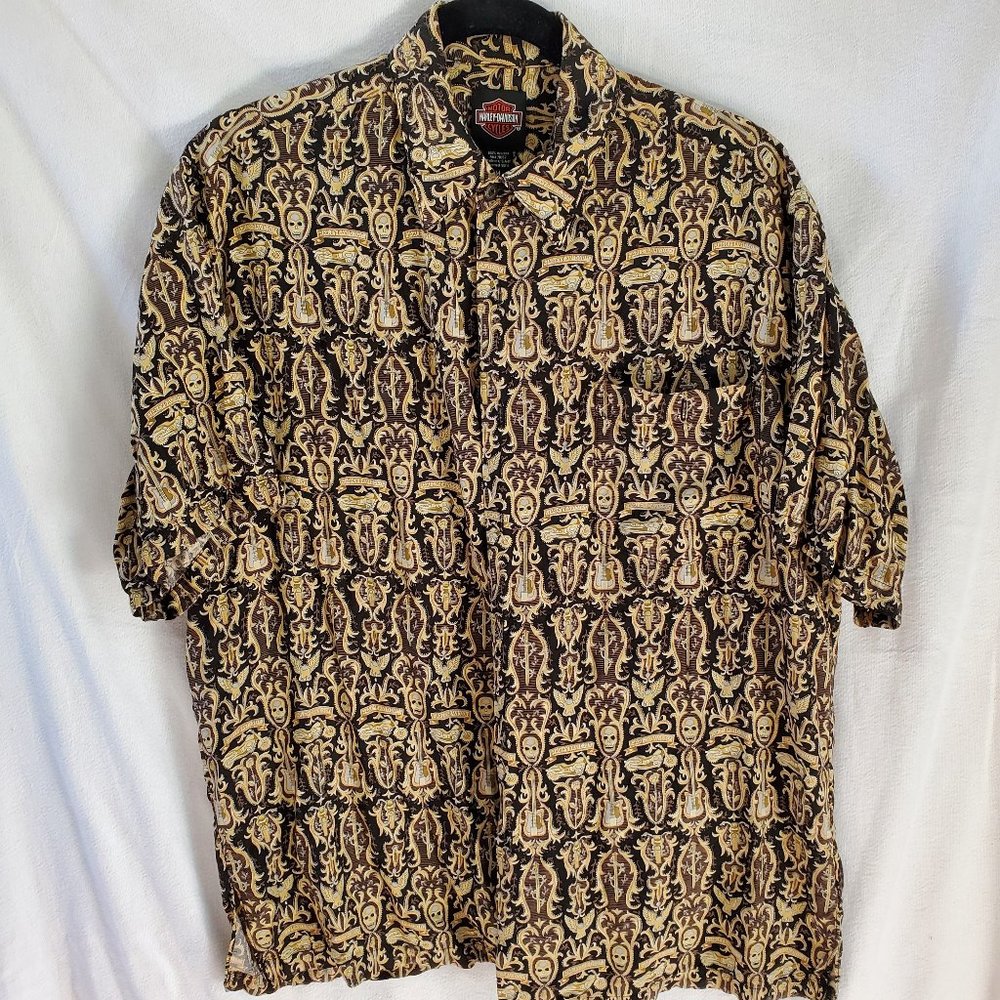 Harley Davidson Retro Hawaiian Shirt for Men, Size Medium